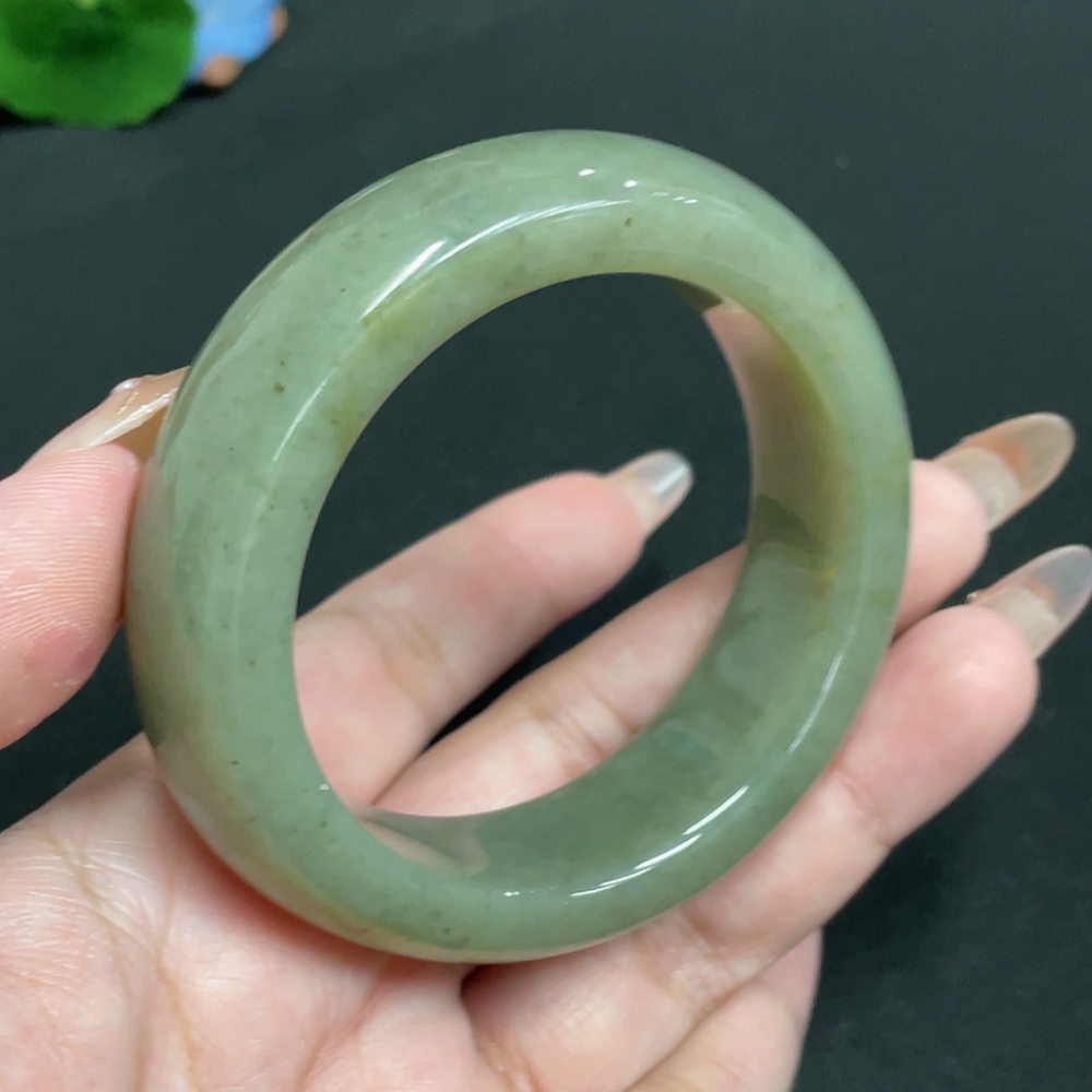 H32804672 Hetian Jade Round Bracelet, Size 53.6, Total Weight Approx. 88.4g