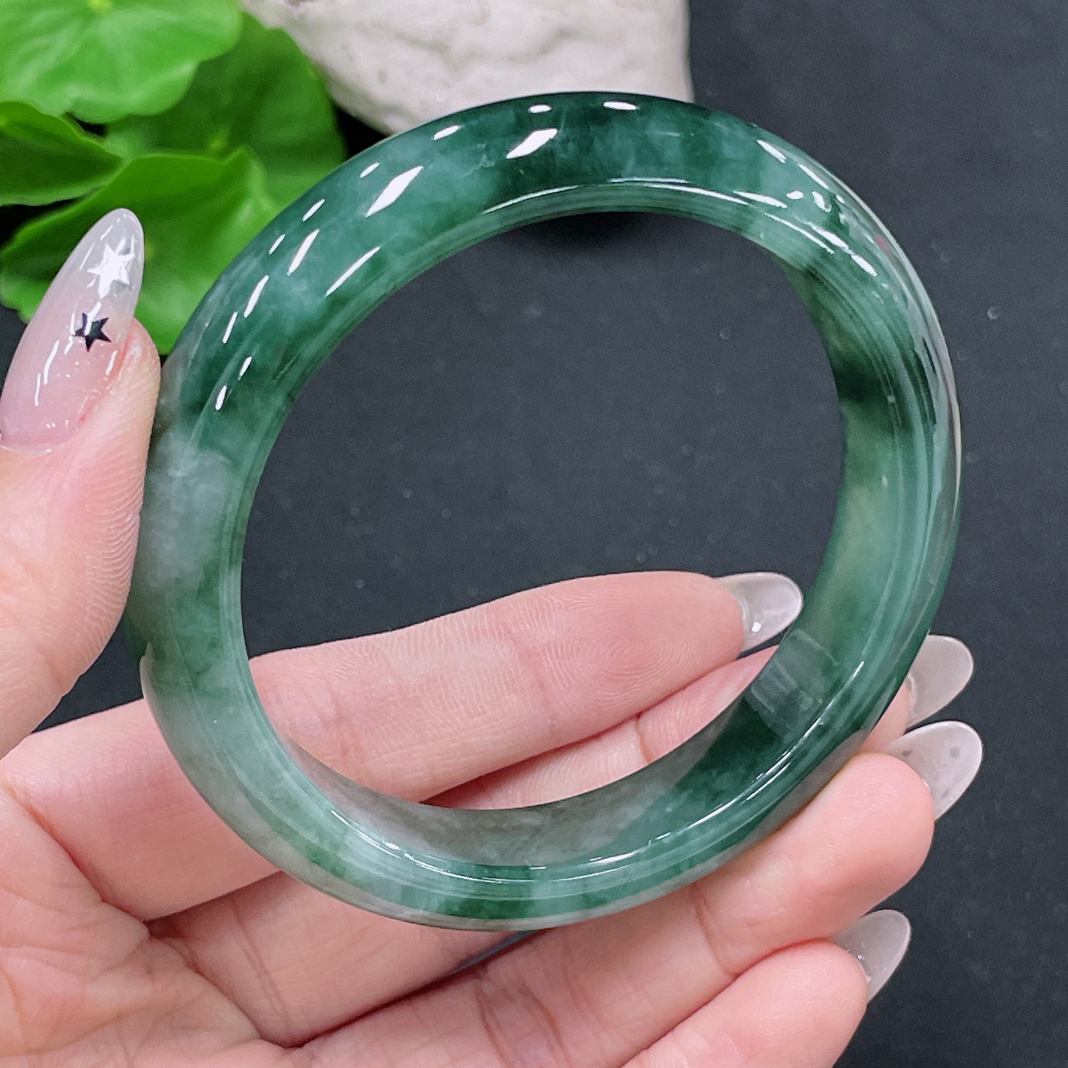 F35104526 Jadeite Round Bangle Size 57.7 Total Weight Approx. 59.13g