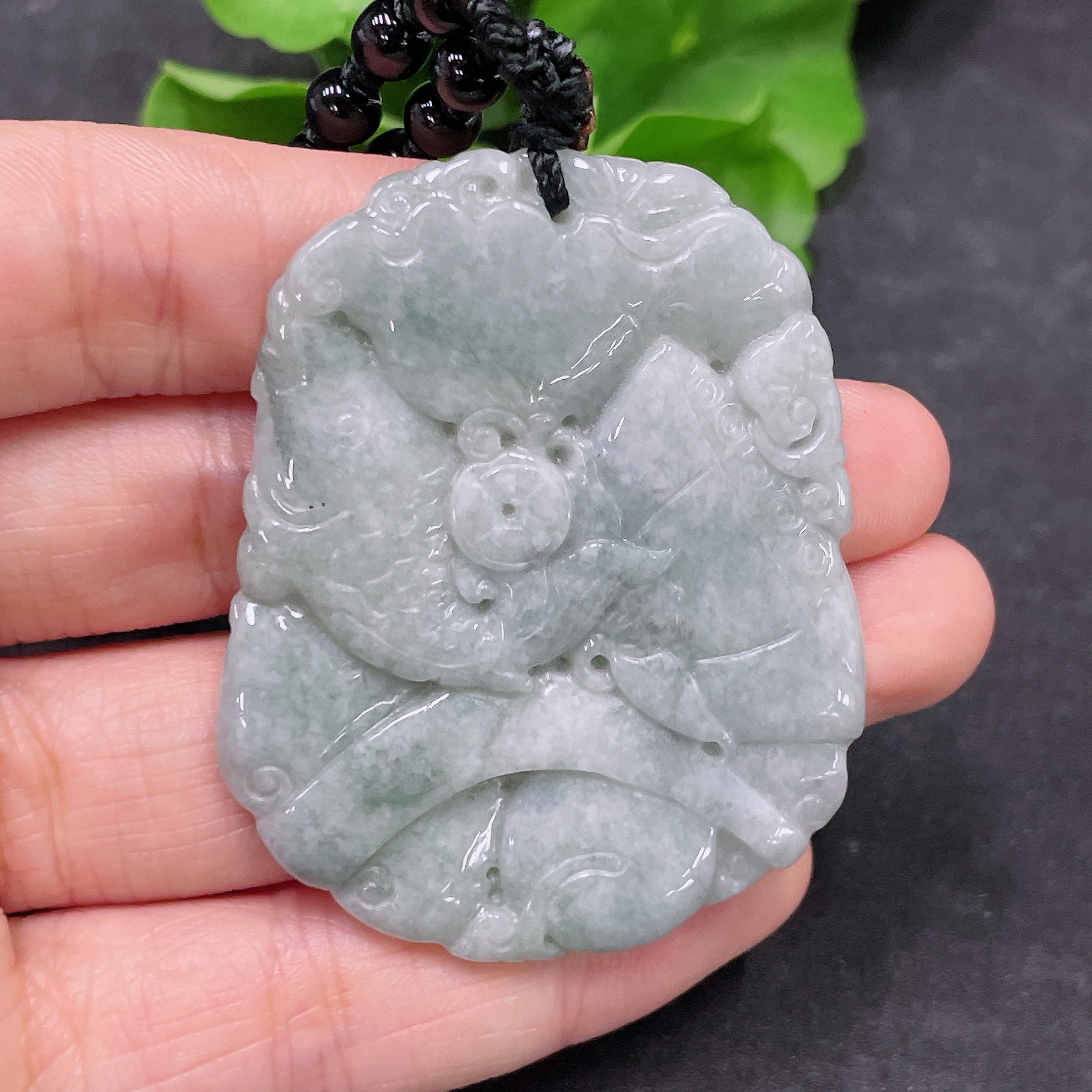 F32748079 Jadeite Auspicious Fish Pendant