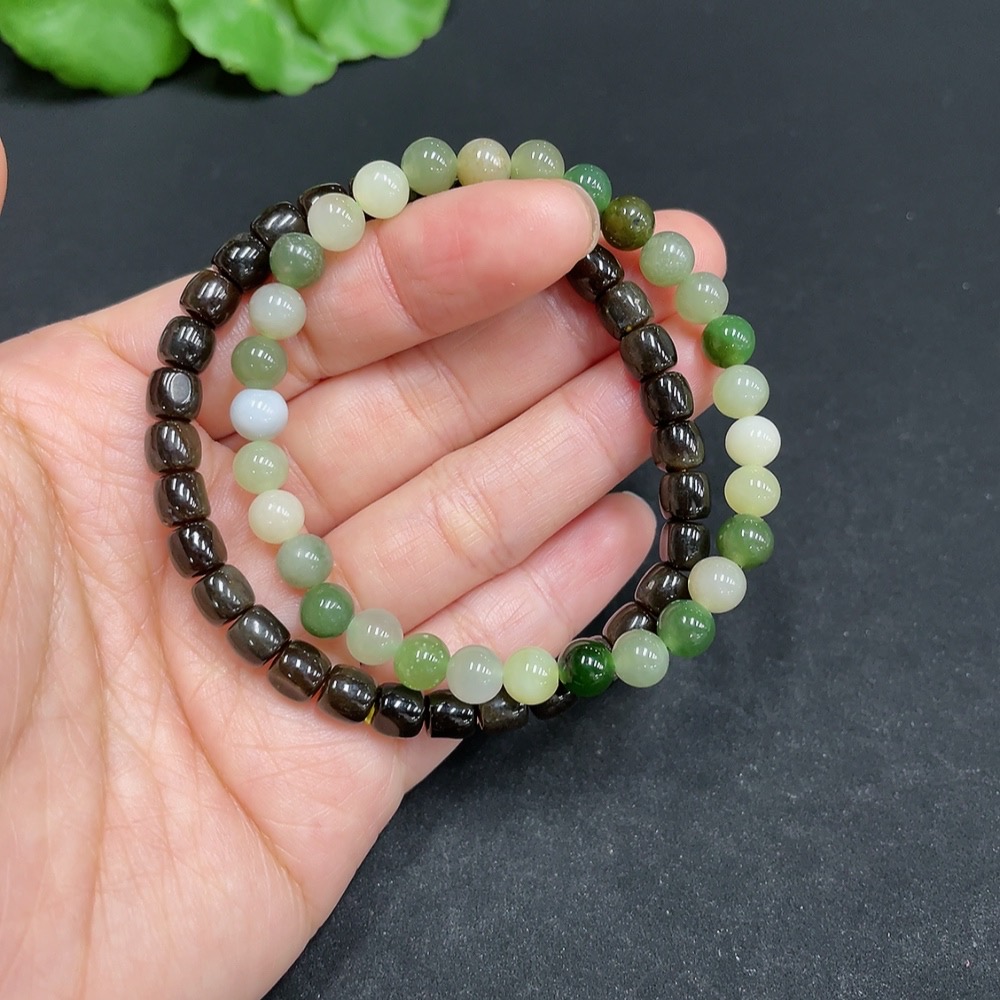 H35102443 Hetian Jade Bracelet, Approx. 5.9mm Beads, Total Weight About 20.6g