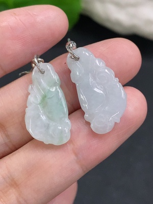 F32802323 Jadeite Inlaid Earrings Non-Gold Inlaid Total Weight About 3.5g