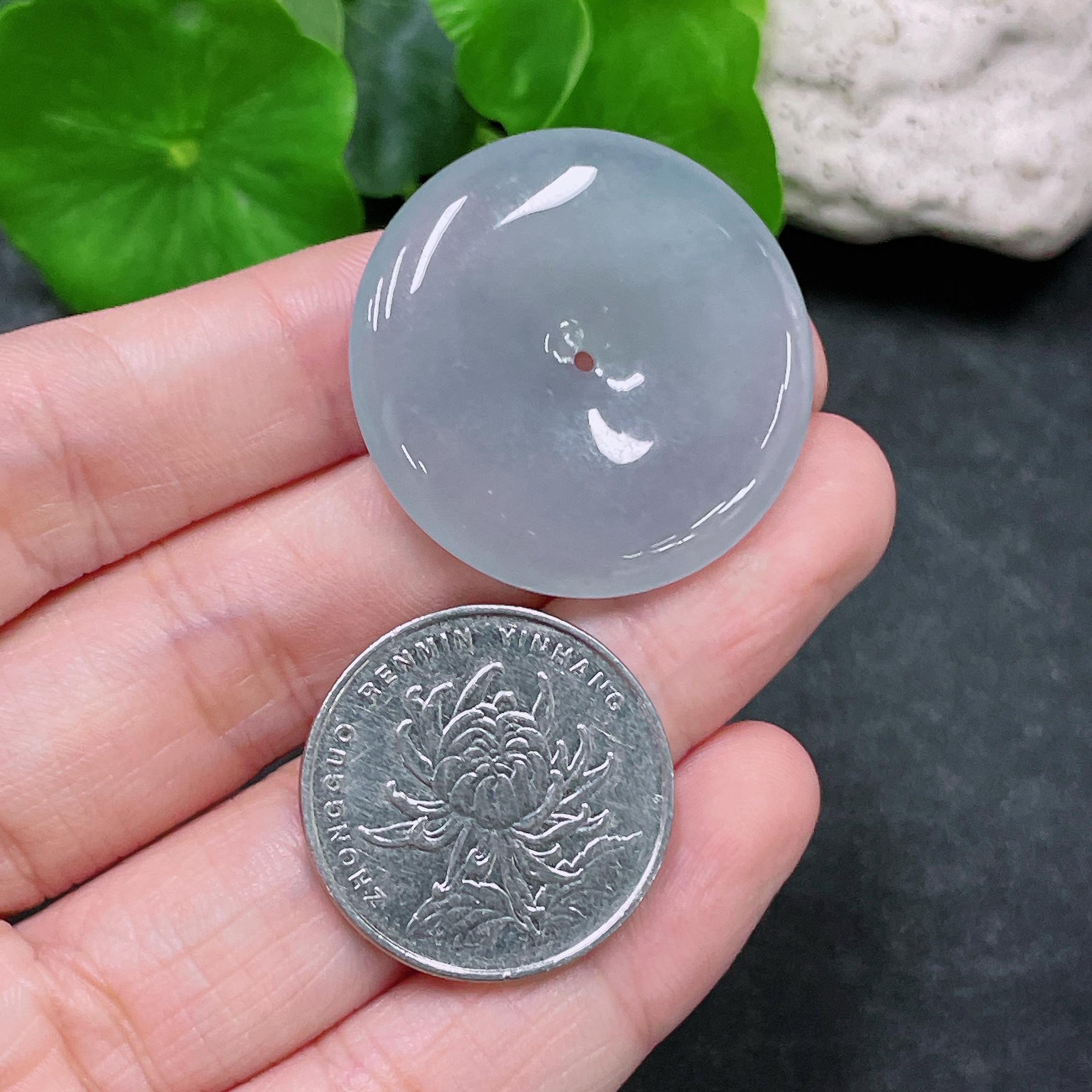 F32811743 Jadeite Pendant Peace Buckle Total Weight Approx. 10.92g