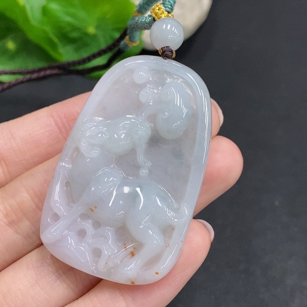 F34968786 Jadeite Zodiac Sheep Pendant Total weight about 20.7g (including rope weight)