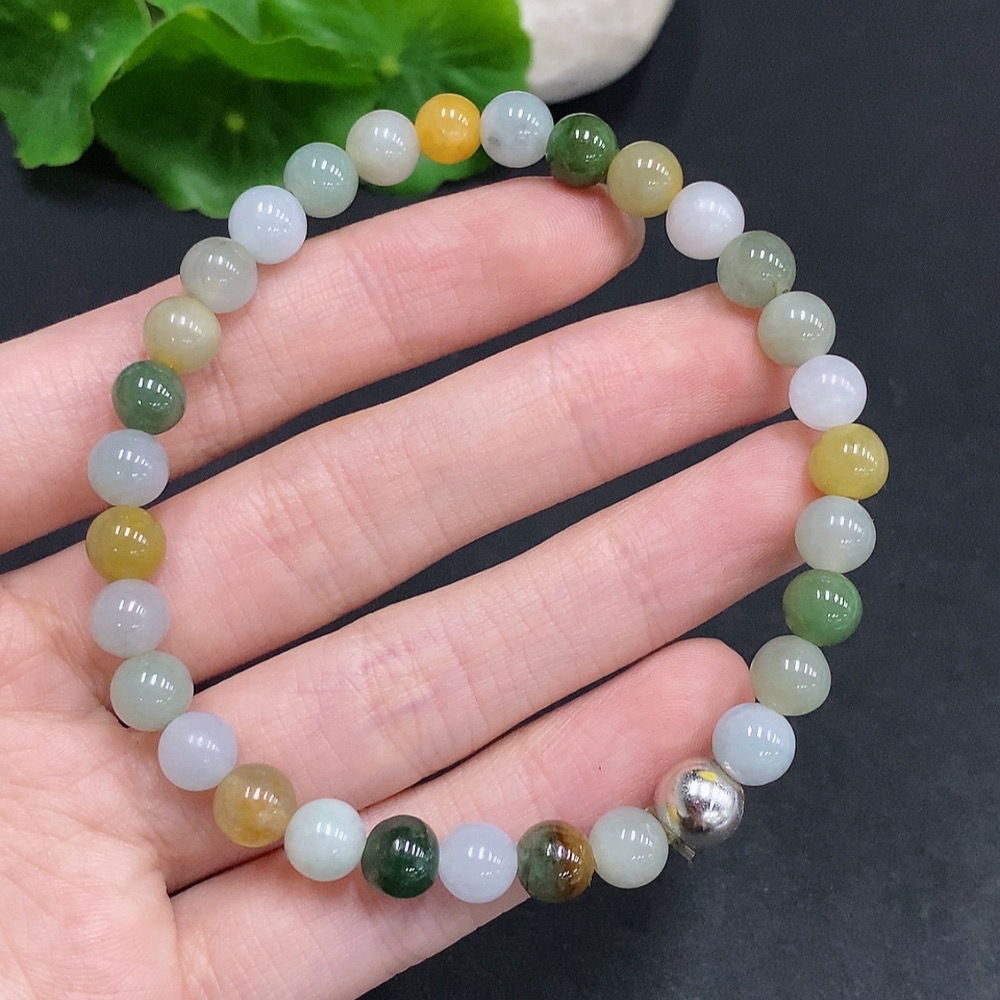 F35078337 Jadeite Bracelet Non-Gold Inlaid Total Weight Approx.17g Size Approx.6.8mm