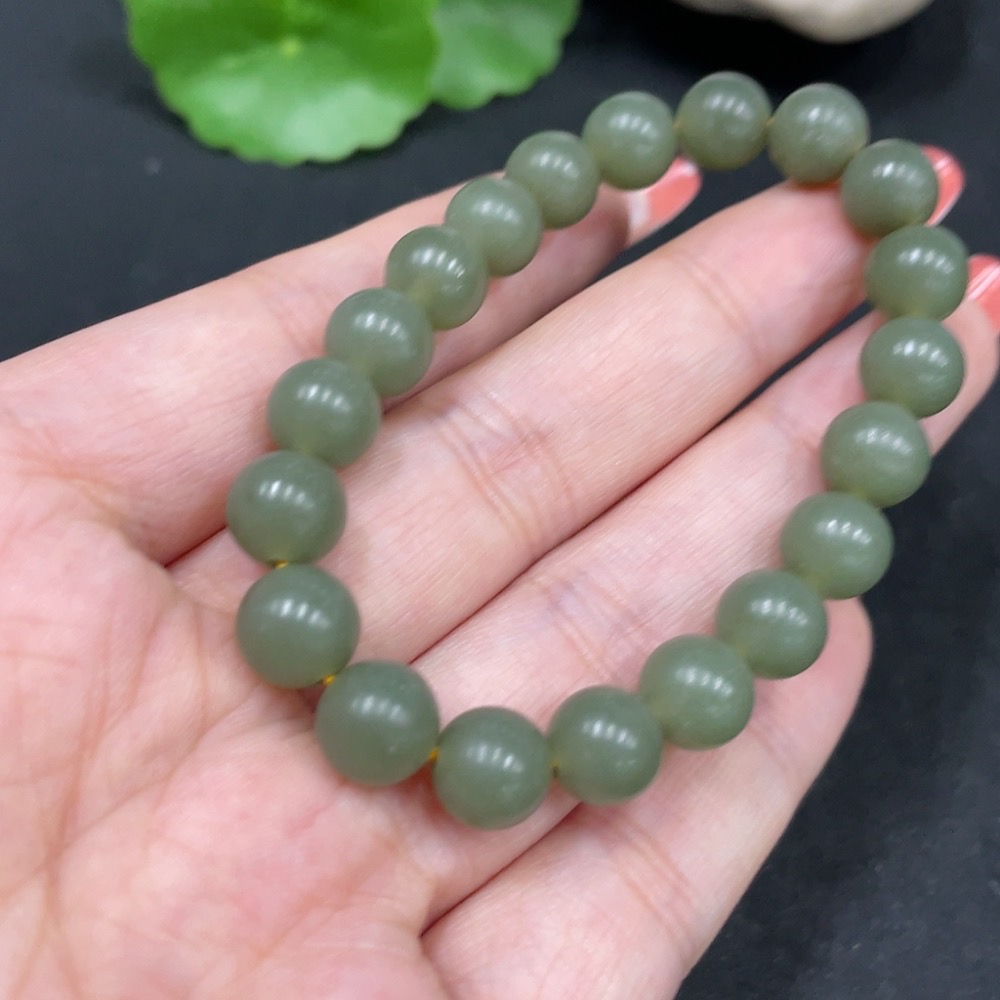 H35084535 Hetian Jade Bracelet Approx. 8.2mm Total Weight Approx. 18g