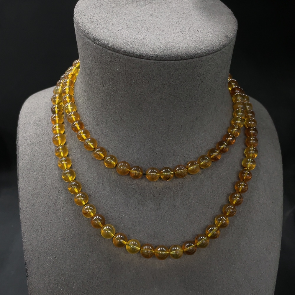 C20251541 Amber Honey Bead Necklace Total Weight Approx. 29.44g Size About 7.8mm