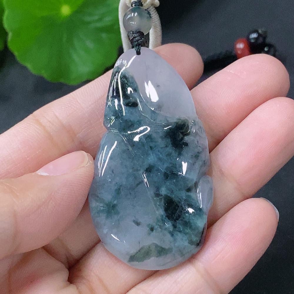 F33849692 Jadeite Pendant of Samantabhadra, Total Weight Approximately 19.65g Including String