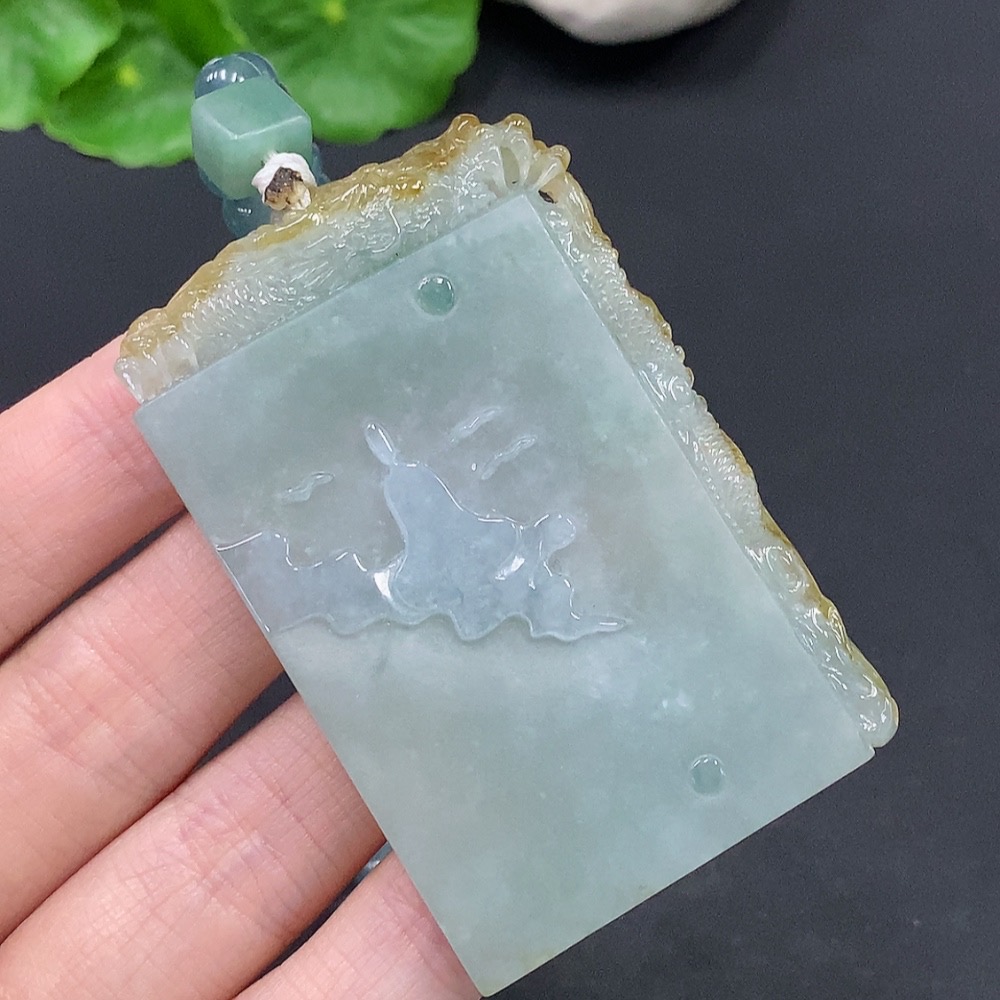 F28218801 Jadeite Enlightenment Pendant Total weight about 90g (including rope weight) Color origin undetermined