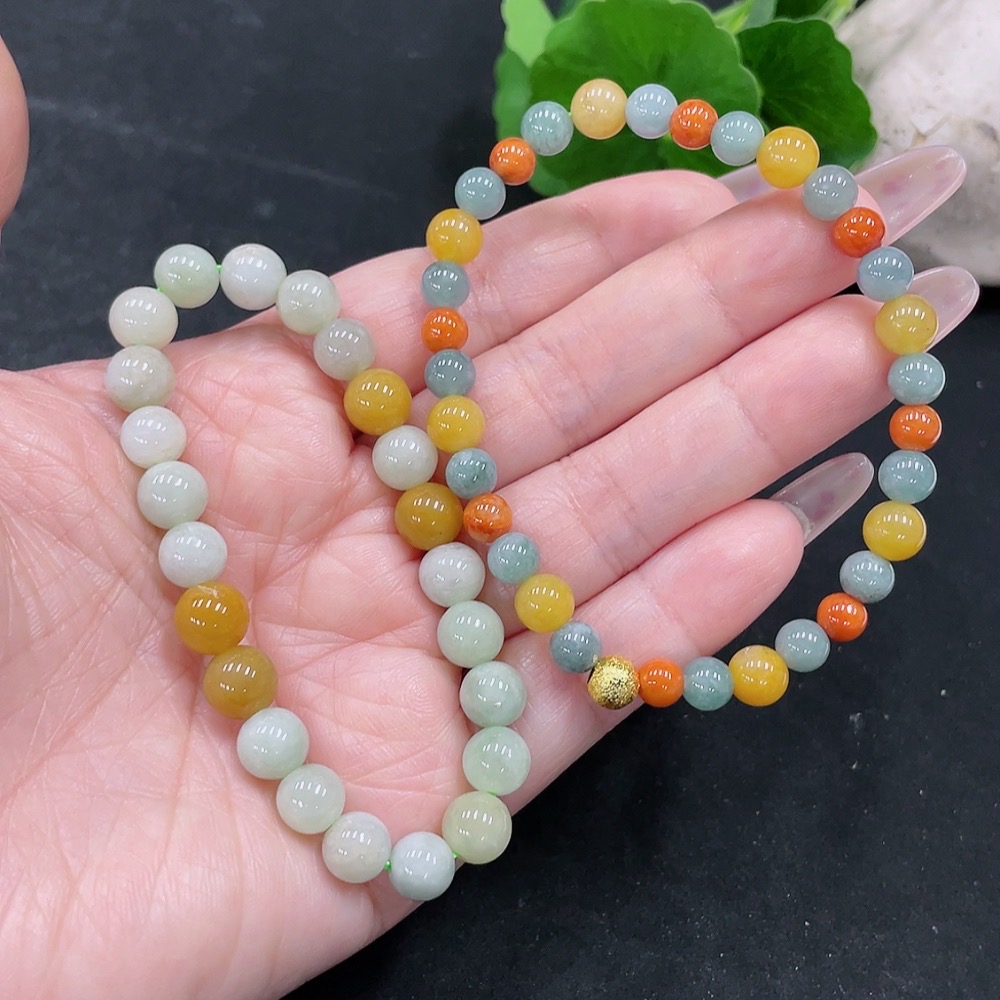 F34069096 Jadeite Bracelet Sell as a Lot (No Gold Inlay) (Beads Not Grade A)