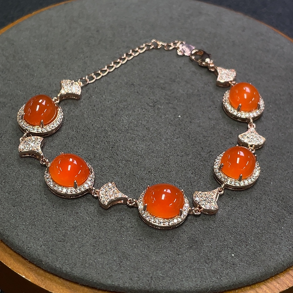 C31579206 Red Agate Bracelet, Non-Gold, Total Weight Approx. 12.03g