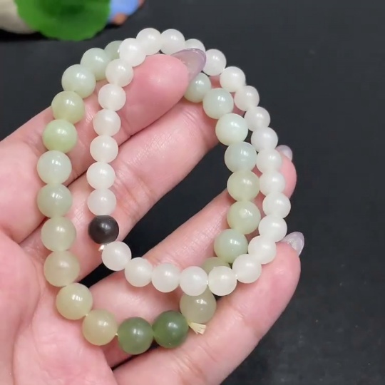 H33846607 Hetian Jade Bracelet Approx. 7.9mm Total Weight About 30.8g