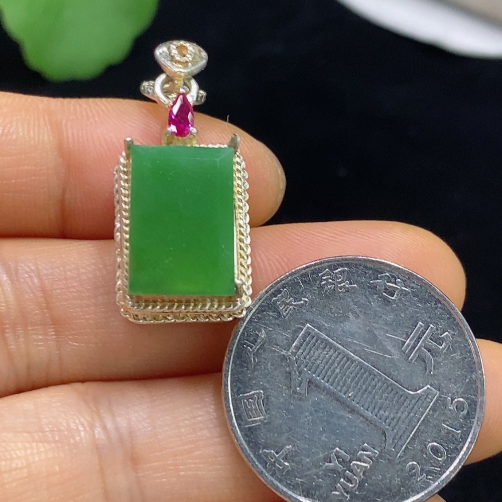 F35135969 Jadeite Plain Pendant Mounted Piece Non-Gold Total Weight Approx. 5.83g