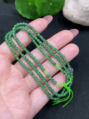 F34983105 Jadeite Beaded Necklace Approximately 3mm Total Weight About 7.9g