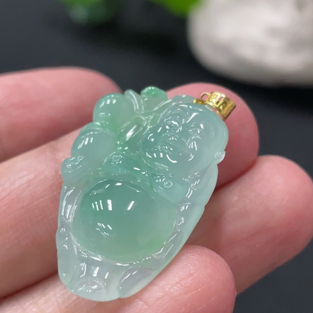 F34978857 Jadeite Pendant Buddha 18k Total Weight Approx. 4.7g