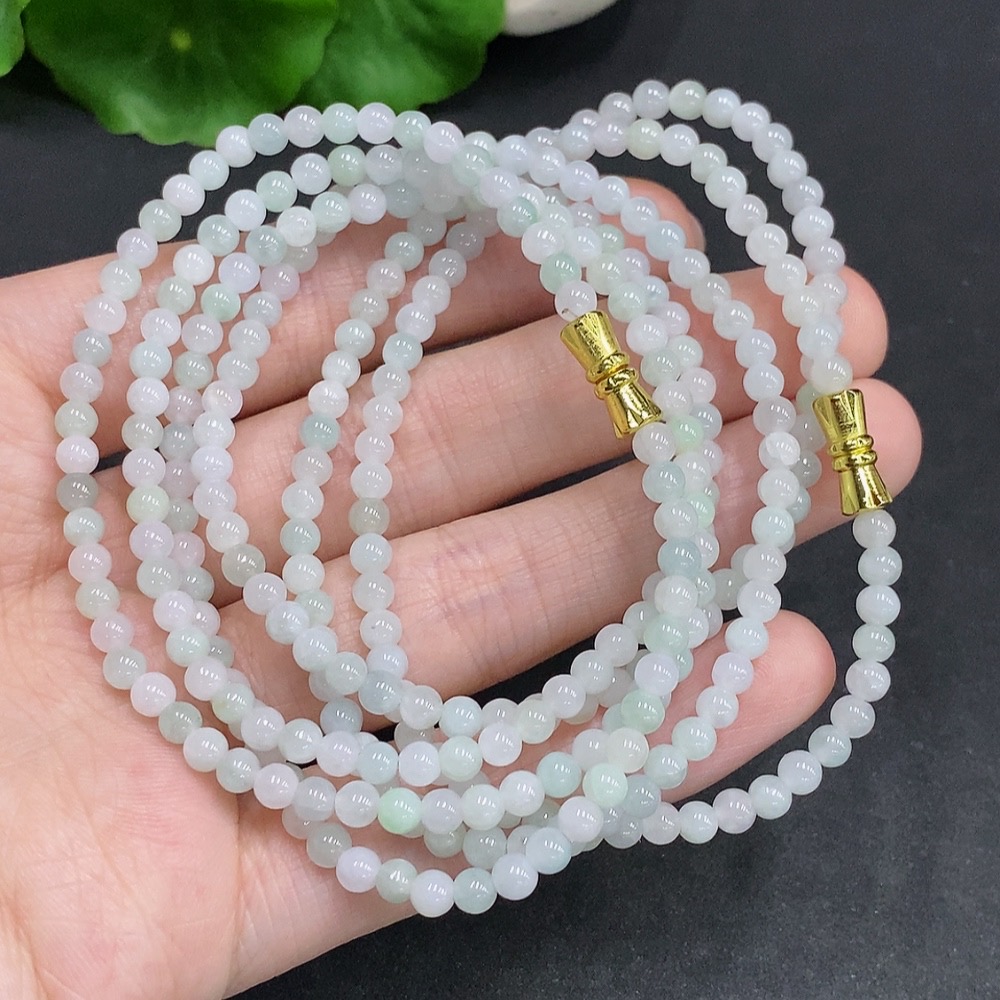 F34061625 Jadeite Beads Sell as a Lot Non-Gold Setting