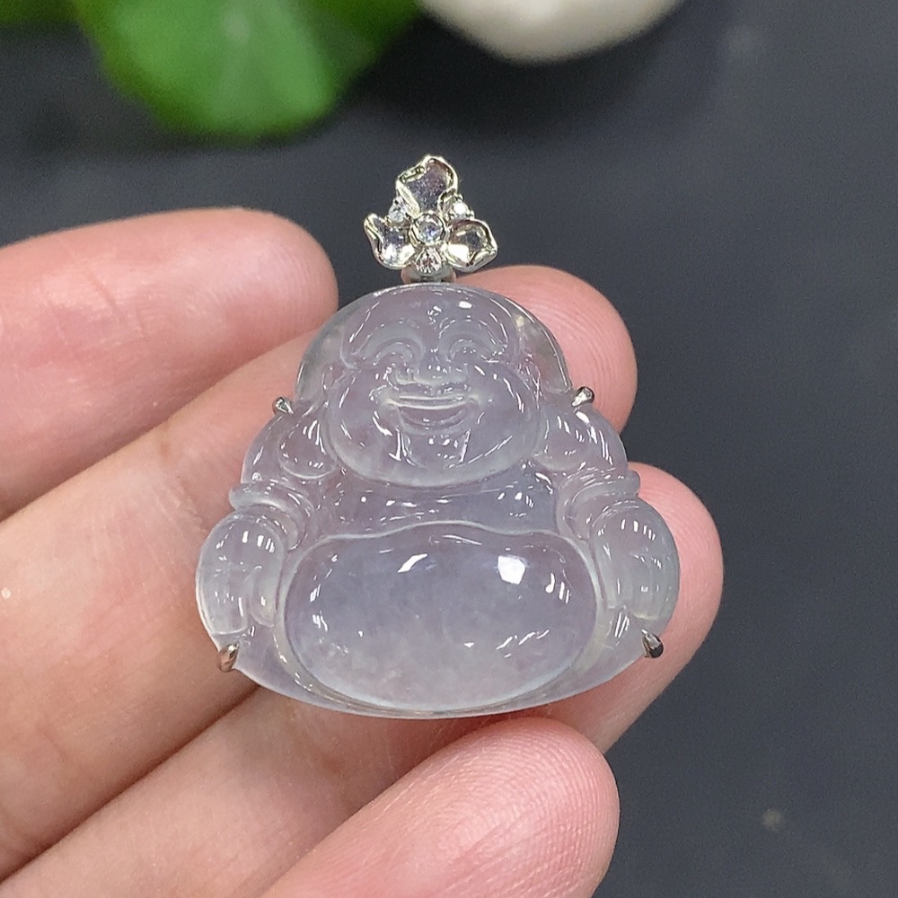 F18070647 Jadeite Buddha Pendant with 18K Gold Mounting, Total Weight Approx. 5.4g