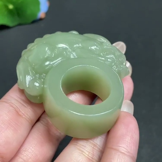 H29378696 Hetian Jade Auspicious Beast Ring (Size 23, Total Weight Approx. 58.2g)