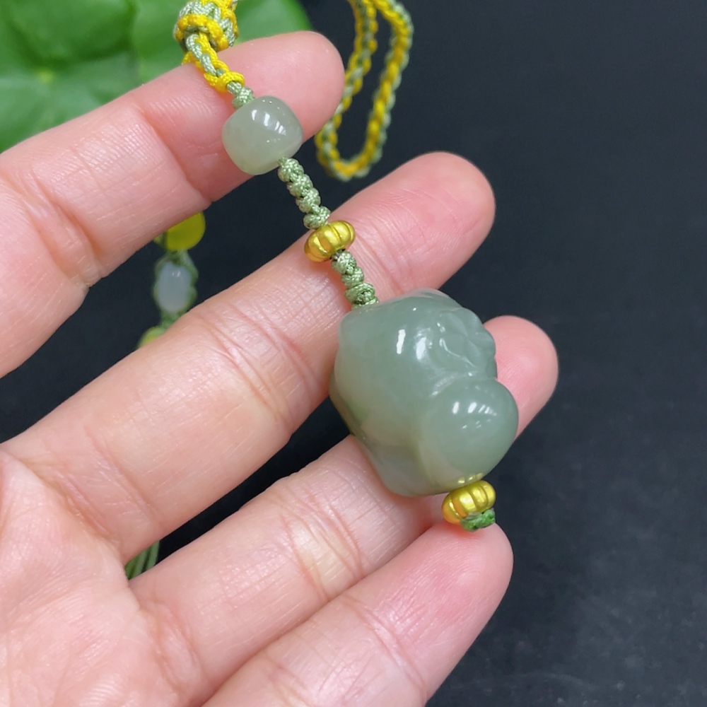 H34053041 Hetian Jade Pendant Cat Total Weight (including rope) Approx. 14.8g Accessories Not Hetian Jade