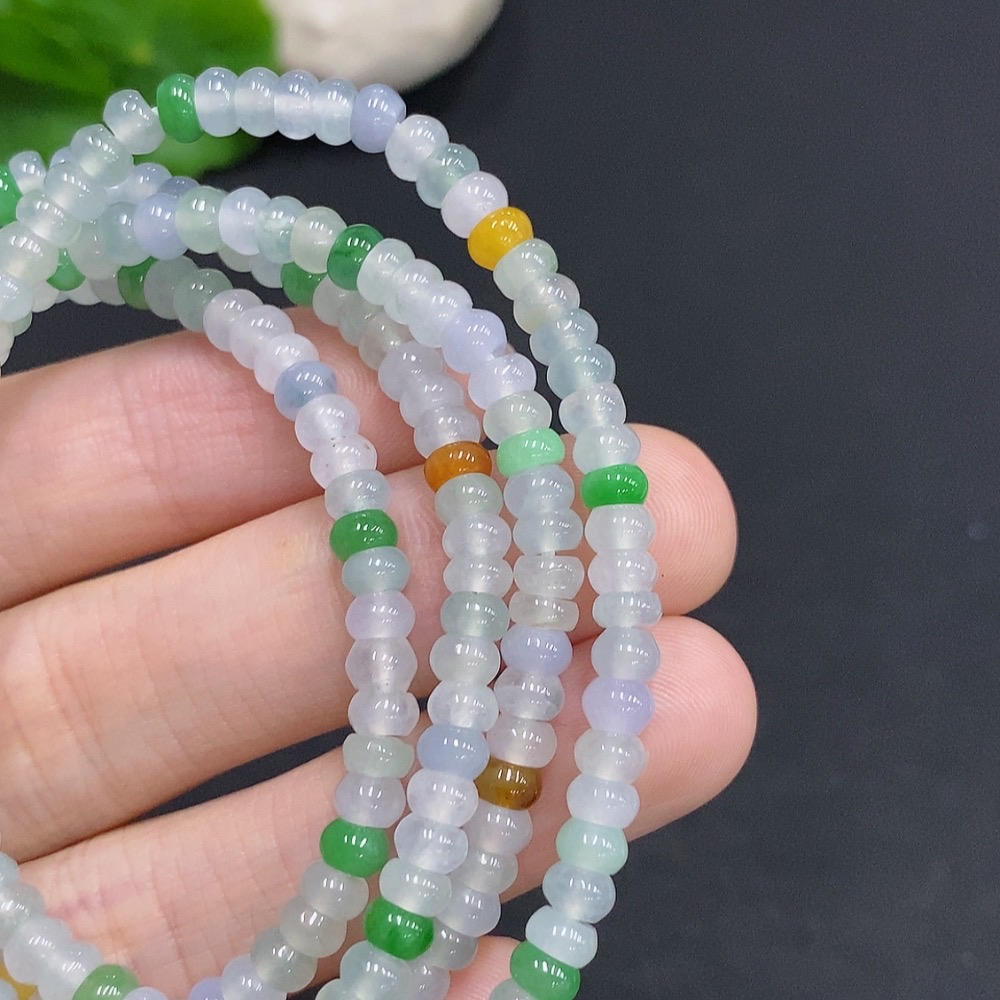 F30556366 Jadeite Bead Necklace Approx. 4.3mm Total Weight Approx. 28g Color Origin Undetermined