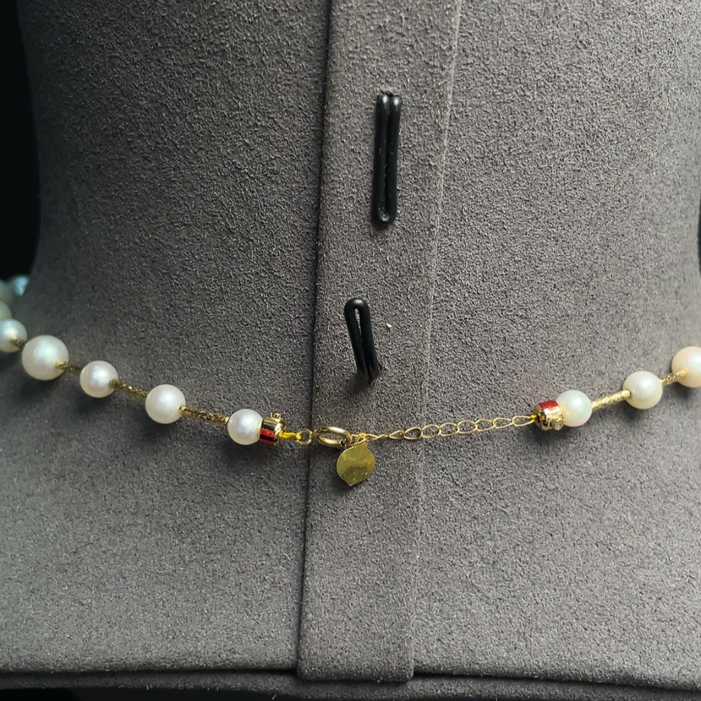 C31682087 Seawater Pearl Necklace Marked Red Non-Gold Rest 18K Gold String Undetectable Total Weight Approx. 11.16g Size 4.3-8.4mm