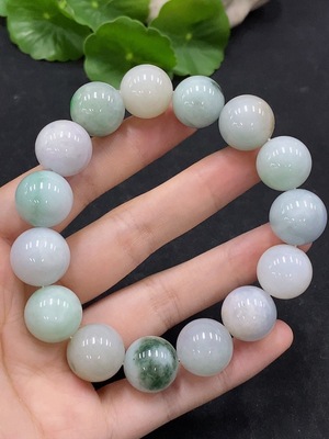 F34995329 Jadeite Beads Bracelet Approx. 15mm Total Weight Approx. 87.74g