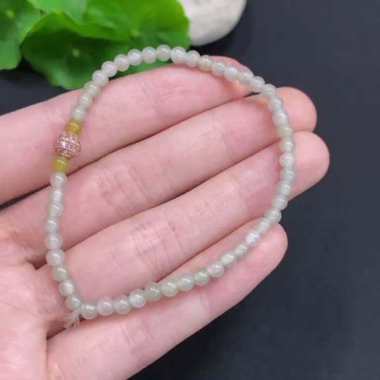 F35159727 Jadeite Bracelet Non-Gold Inlaid Total Weight Approx. 4.2g Size 3.7mm