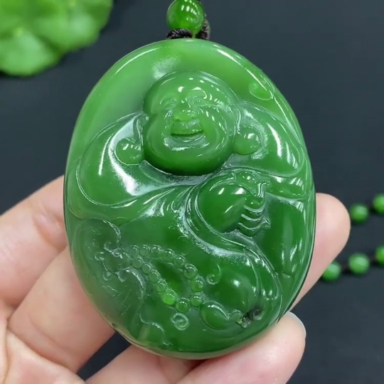 H28261106 Hetian Jade Pendant - Buddha with Non-Hetian Jade Chain, Total Weight Approx. 80.7g (Incl. Chain)