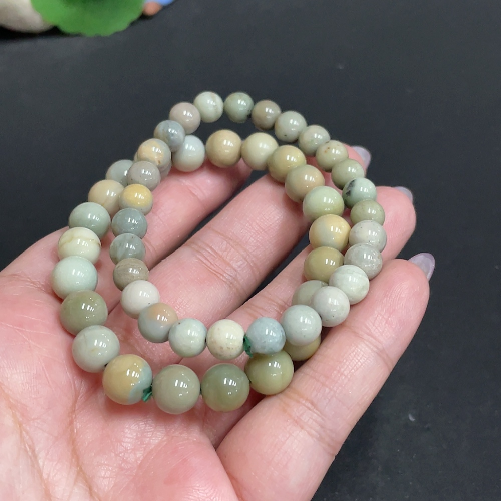 H33863200 Alashan Agate Bracelet, Approx. 8.3 mm Beads, Contains Other Mineral Components, Total Weight Approx. 32.2g