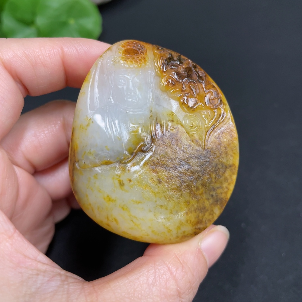 H35102518 Hetian Jade Seed Material Pendant - A Moment of Thought