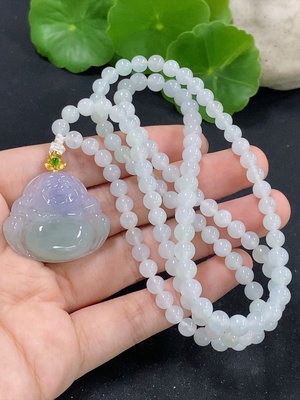 F46549103 翡翠珠链 18k 配镶钻石  货品总重约37.3g  卡5mm左右