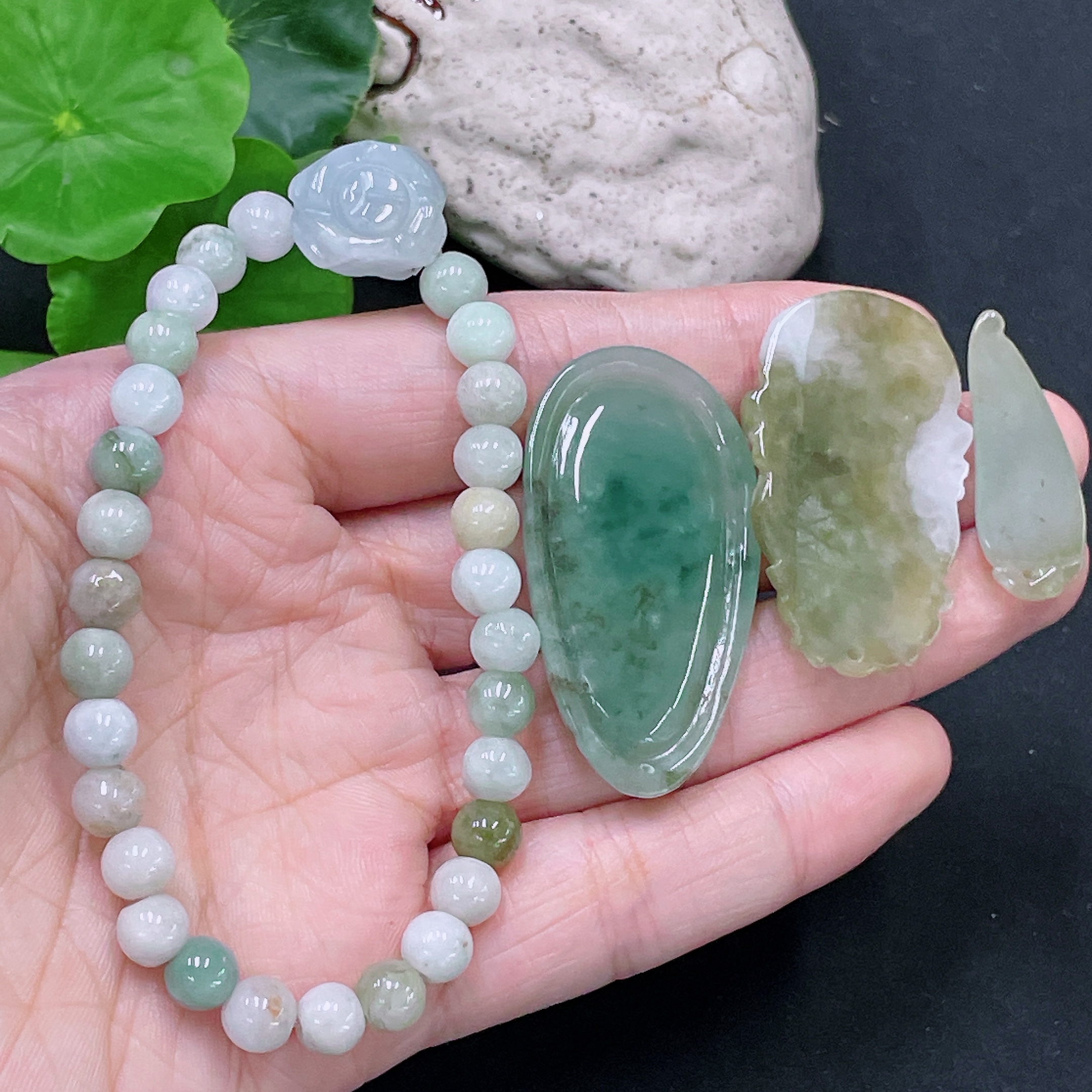 F33919958 Jadeite Pendant + Bracelet Approx. 6.5mm