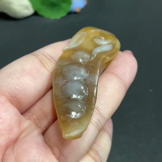 H34011197 Hetian Jade Pendant Fu Dou Total Weight Approx. 24.9g