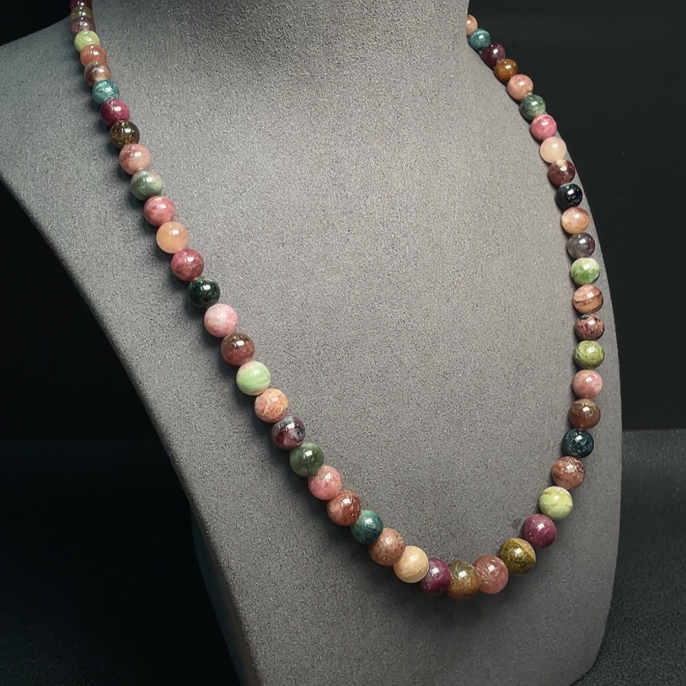 C30536184 Tourmaline Bead Strand Approx. 4.4-10.2mm Total Weight About 51.83g Containing Other Mineral Components Visible Organic Matter