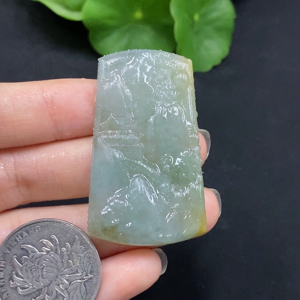 F28280194 Jadeite Landscape Pendant Total Weight Approx. 14.02g Unpolished Undetermined Color Origin