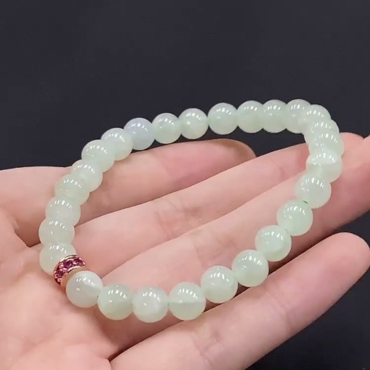 F35091081 Jadeite Bracelet Approx. 6.8mm Non-Gold Inlaid Total Weight Approx. 16.34g