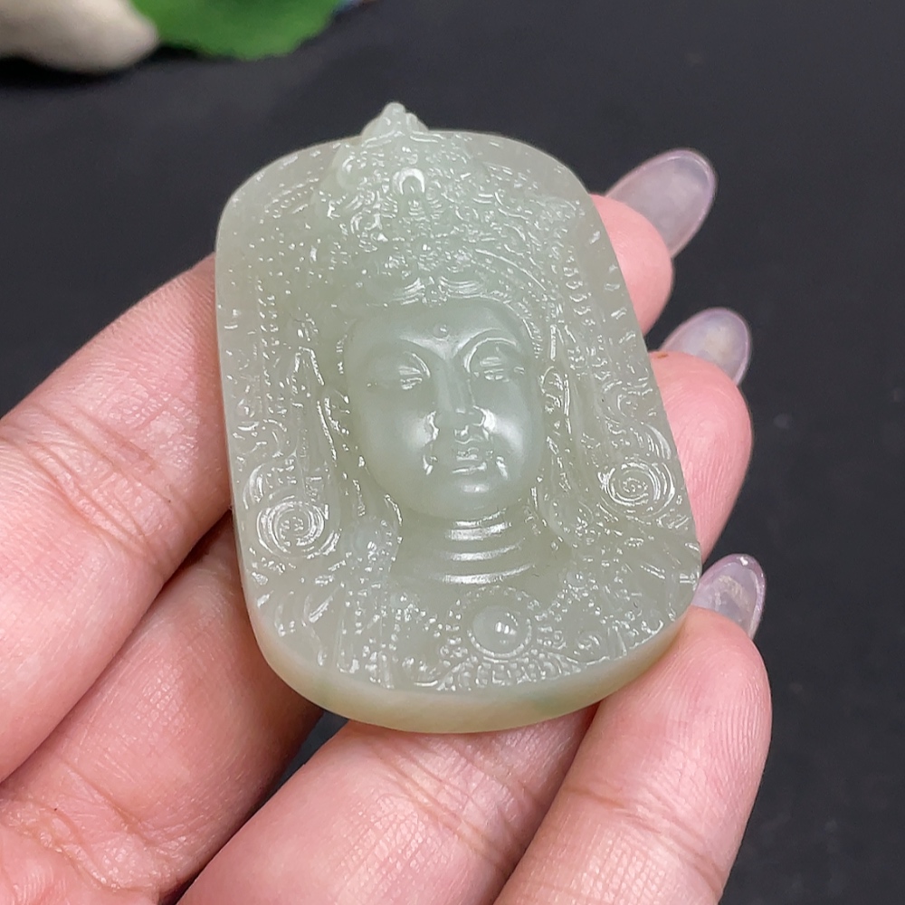 H34957176 Hetian Jade Pendant Guanyin Total Weight About 32.8g