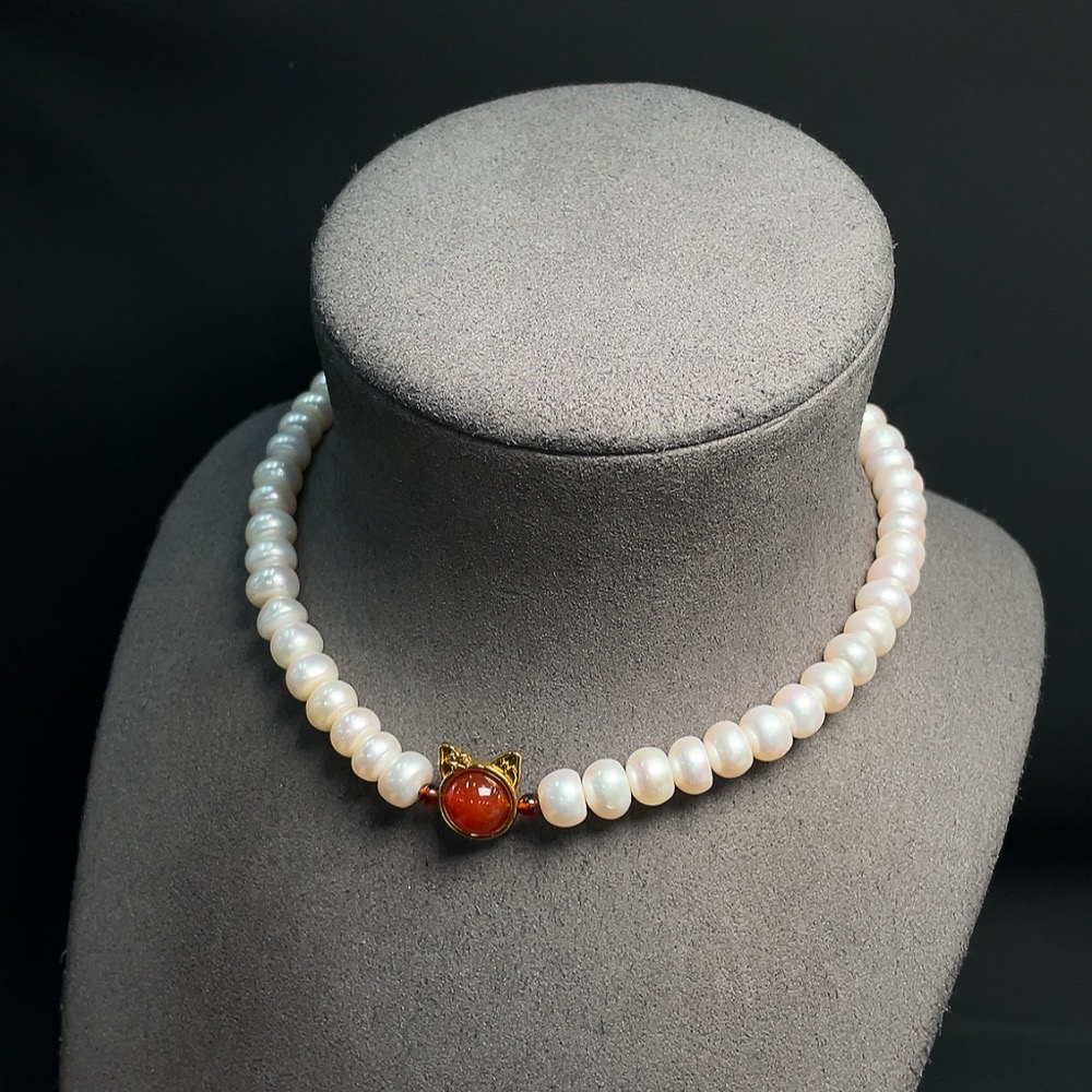 C20221781 Pearl Bead Necklace Non-Gold Setting Approx. 9.3mm Total Weight About 48.45g Non-Pearl Matching Beads