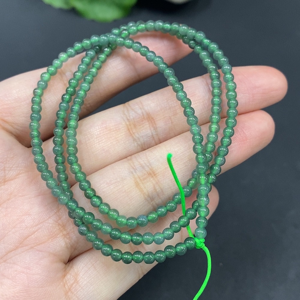 F20273854 Jadeite Bead Necklace, Approx. 2.8mm, Total Weight 8.248g