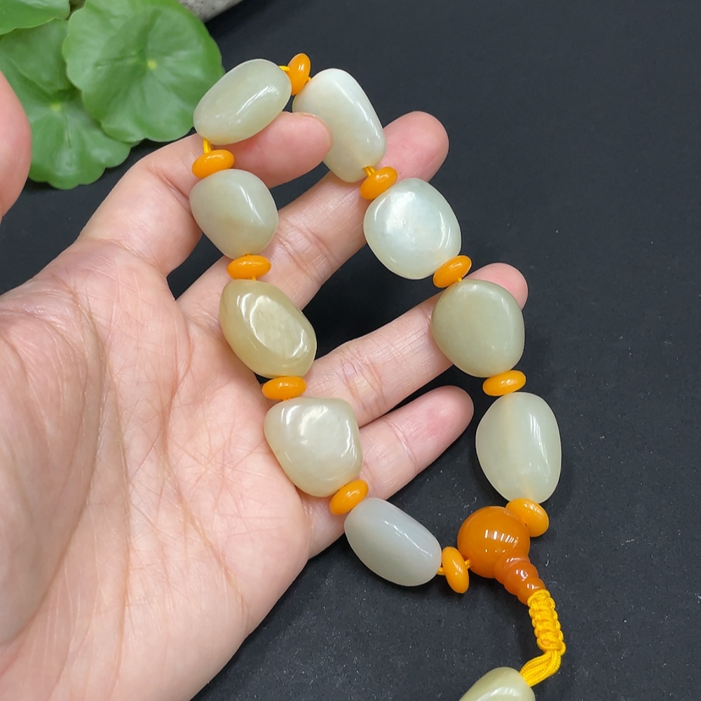 H34072194 Hetian Jade Beads Bracelet, Total Weight Approx. 50.1g, Accessories Not Hetian Jade