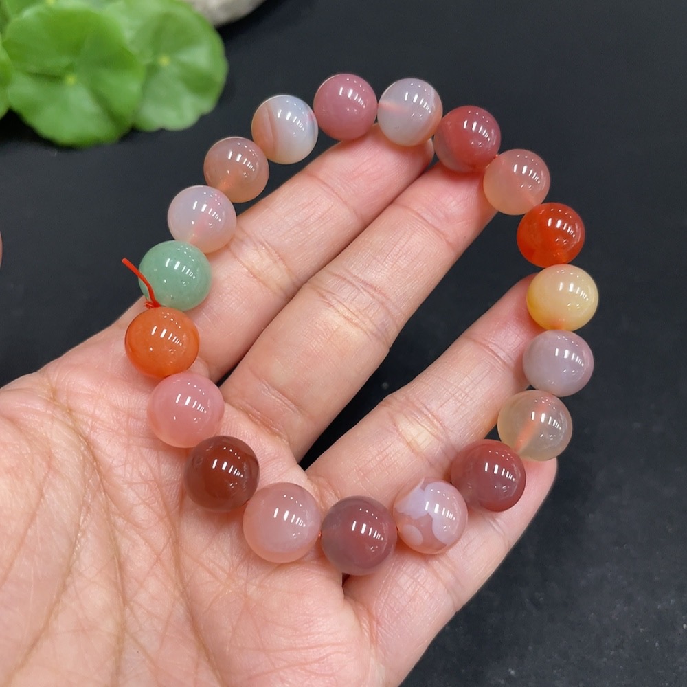 H34037707 Yanyuan Agate Bracelet, Approx. 10mm Beads, Total Weight About 28.2g