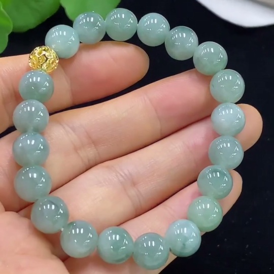 F35135428 Jadeite Bracelet Card 8.6mm Non-Gold Total Weight Approx. 23.64g