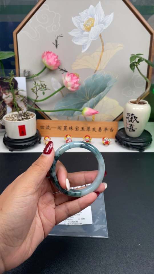 F30554637 Jadeite Round Bracelet Total Weight Approx. 42.6g Size 54 Containing Other Minerals