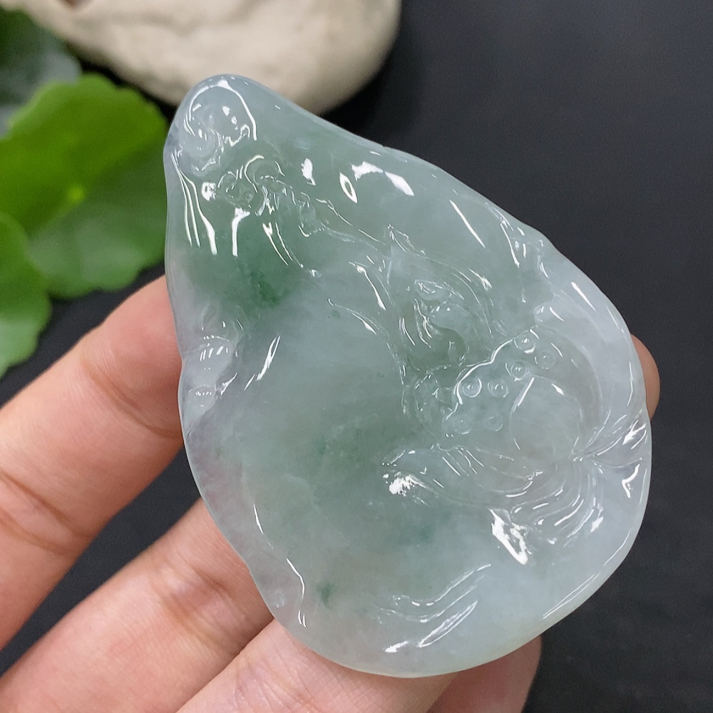 F28277459 Jadeite Lotus Pendant, Total Weight Approx. 27.32g