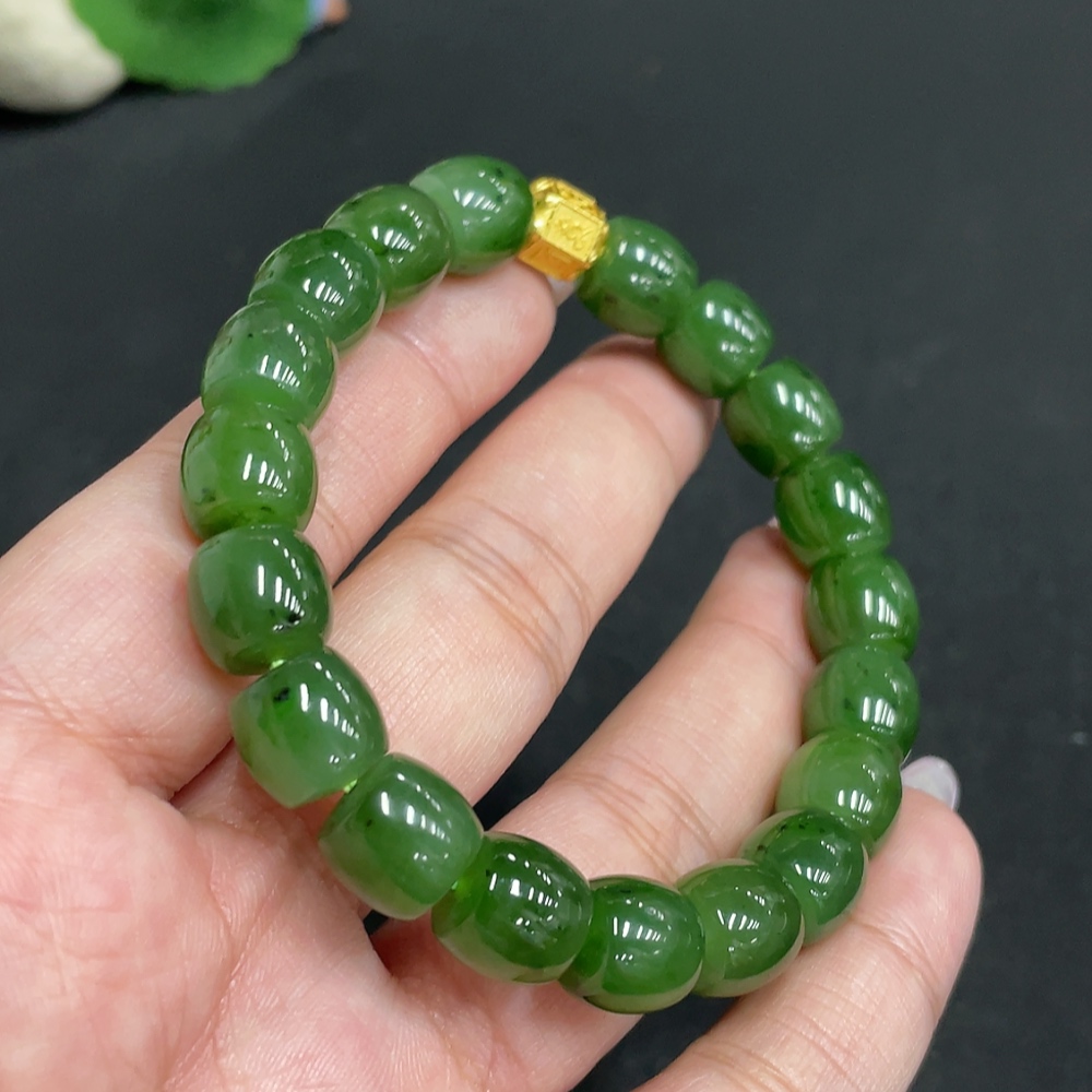 H34957206 Hetian Jade Bracelet, Approx. 9.8mm, Total Weight Approx. 35.3g, Non-Gold