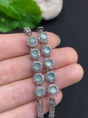 F35160661 Jadeite Cabochon Inlaid Bracelet Sell as a Lot Total Weight Approx. 15.91g