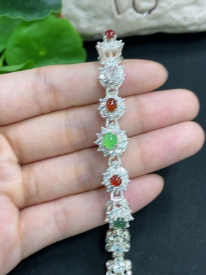 F46515823 翡翠蛋面 非金 货品总重约18.9g  一手走 配石非A（红）