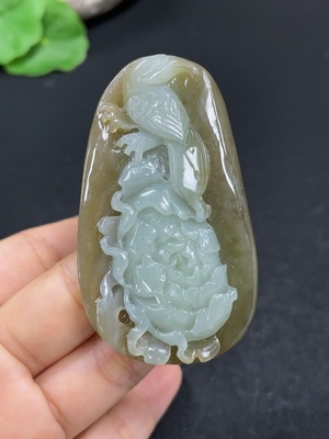 H46559715 和田玉挂件   花开富贵    货品总重约50.6g