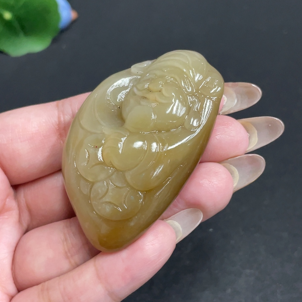H29378907 Hetian Jade Pendant  God of Wealth  Total Weight: Approx. 55.2g