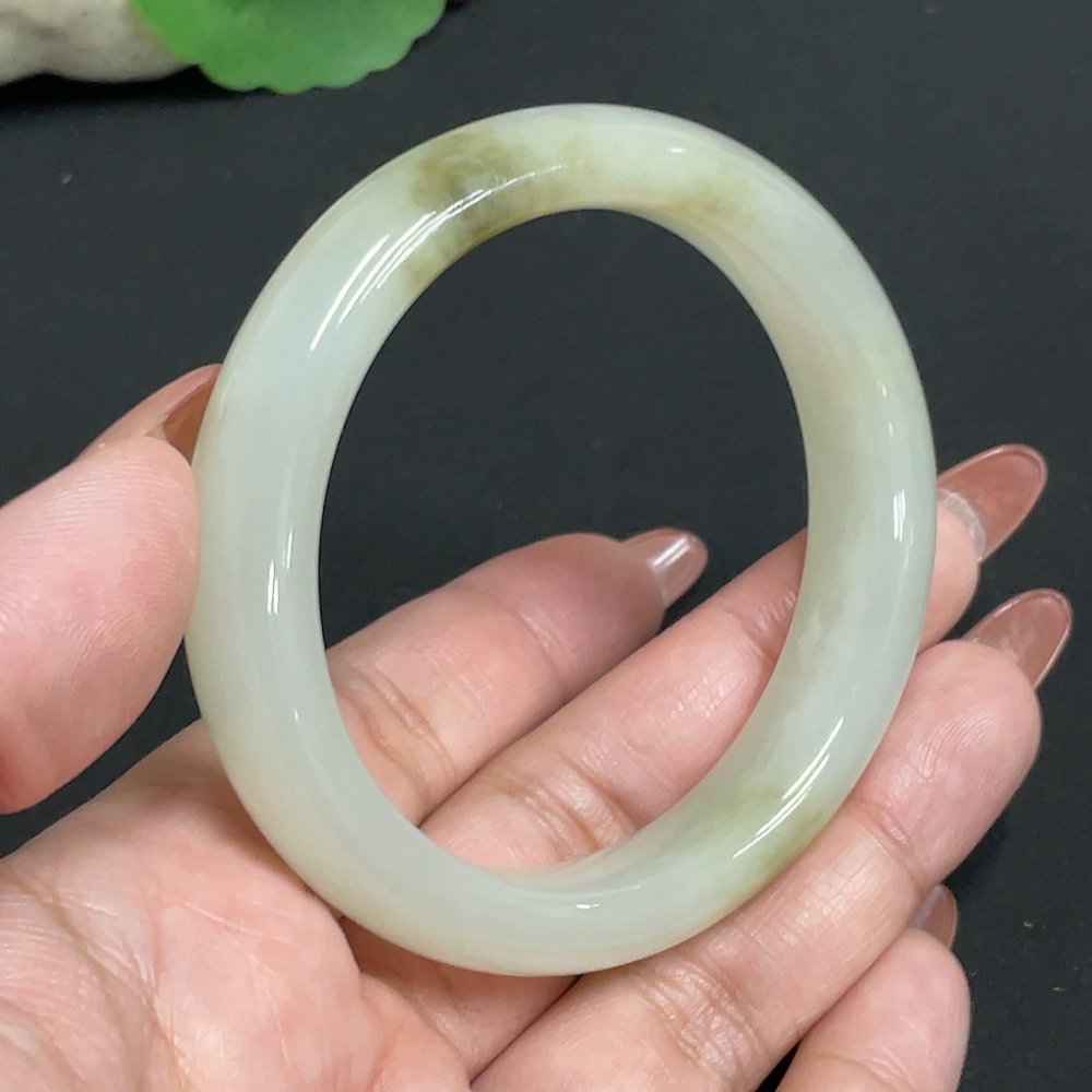 H34074664 Hetian Jade Round Bracelet, Size 53.7, Total Weight Approx. 46.6g
