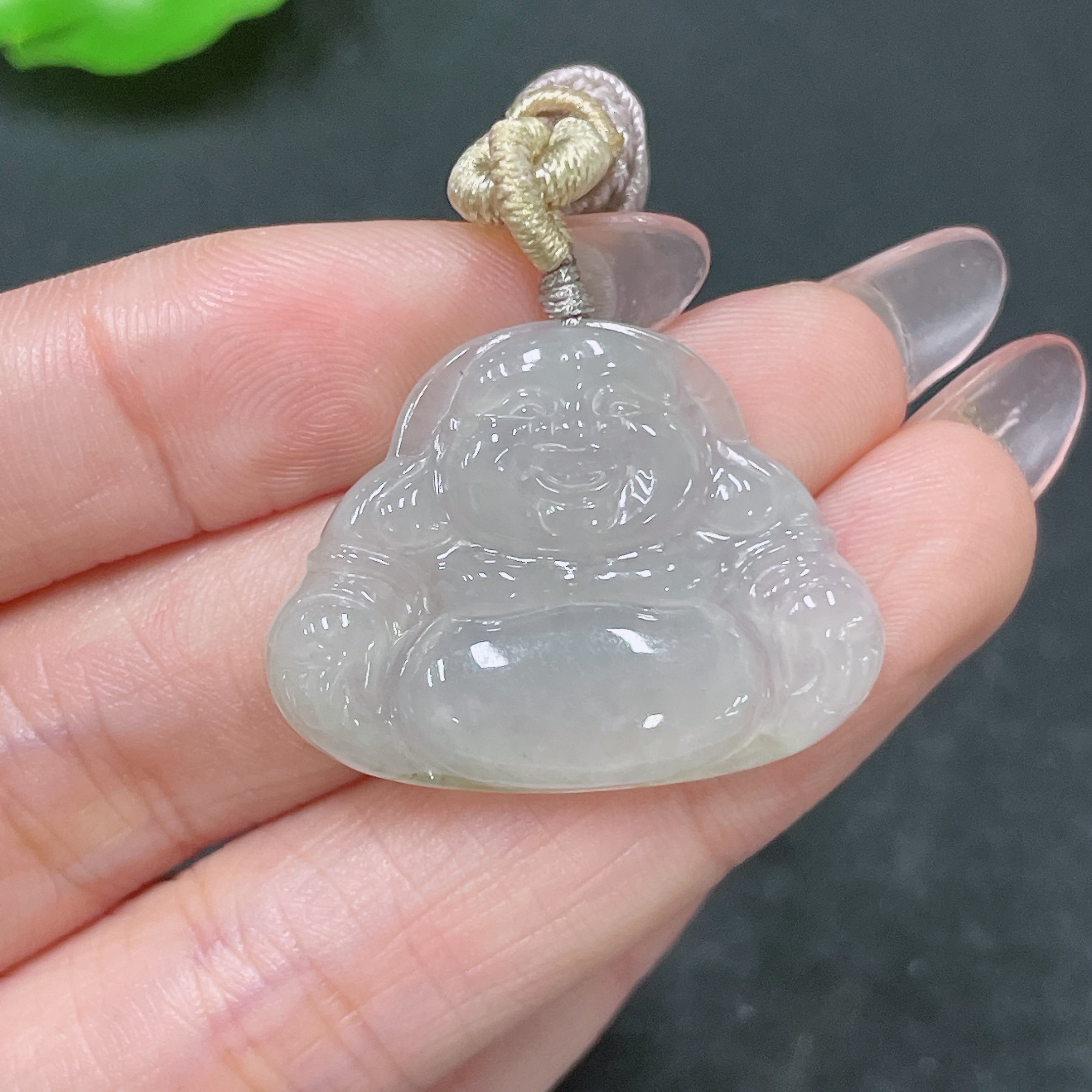 F34046061 Jadeite Pendant Buddha with Cord Total Weight Approx. 7.6g